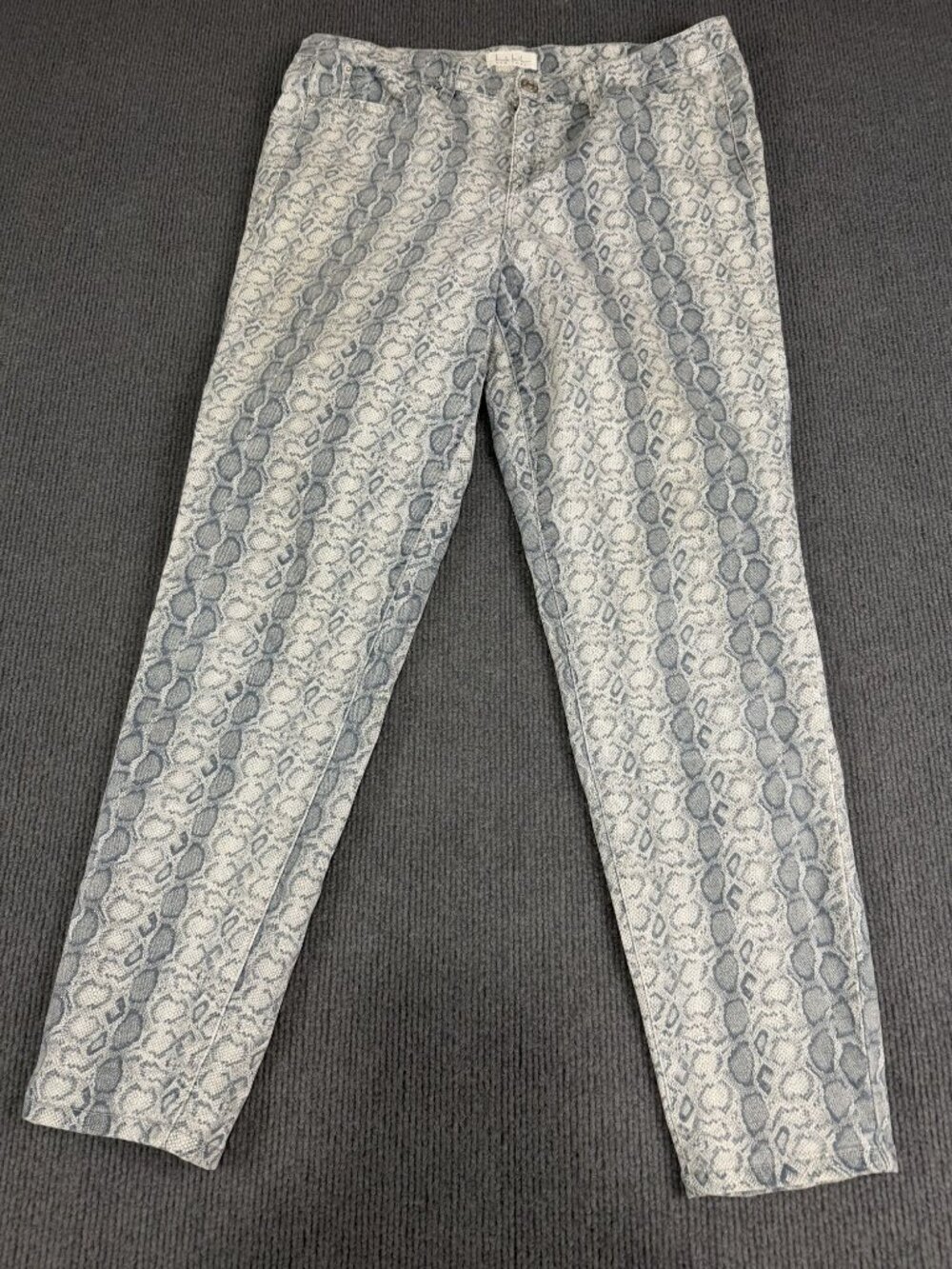 Nicole Miller Womens Blue Gray Snake Print Pants 12